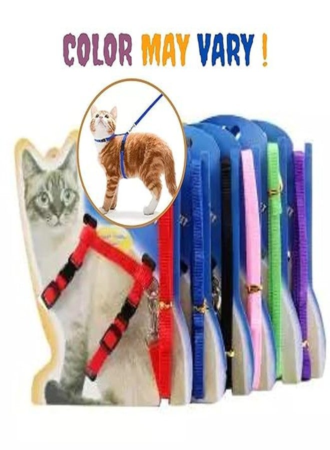 Pups&Pets Nylon Harness Strap Printed Collar with Leash and Adjustable Hook Body Harness Set for Cats and Kitten Outdoor Walking & Training (Color & Pattern May Vary) - Image 3